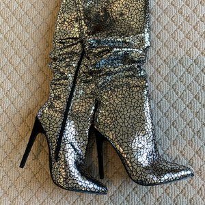 NEW Heeled JustFab Reflective Disco boots